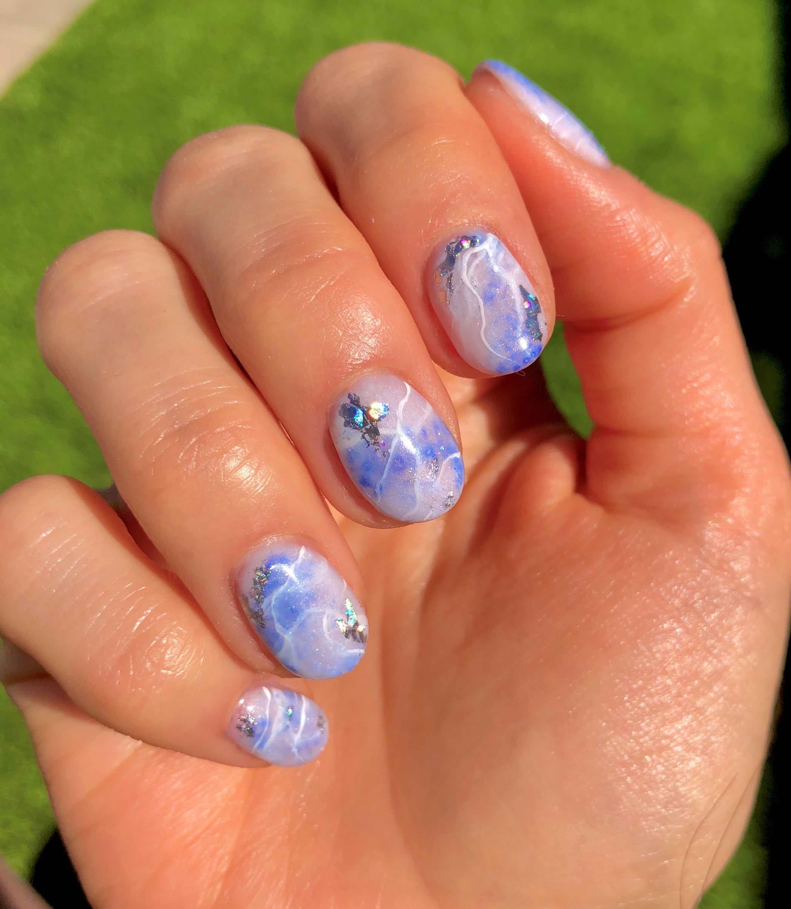 Blue Quartz nails by Salon System nail expert Julie-Anne Larivière